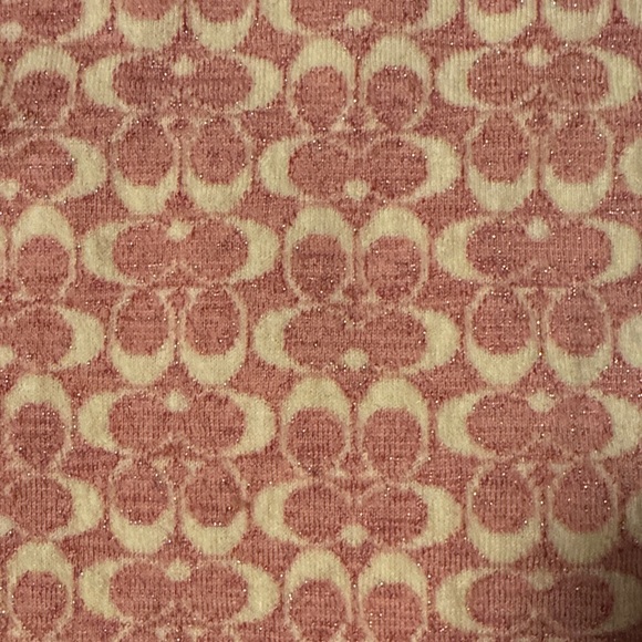 Coach Pink and Cream Sparkle Logo Scarf and Gloves Set - Picture 6 of 9